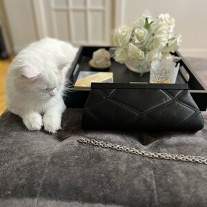 Jessica Elegant Black Satin Wristlet